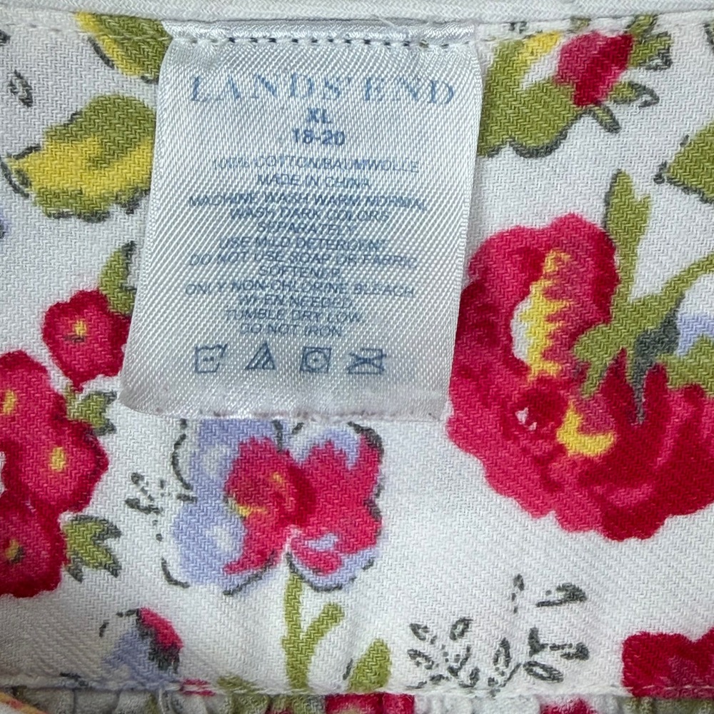 Lands End Floral Flannel Nightgown XL 18-20 Cotton Long Sleeve Cottagecore - Picture 4 of 14
